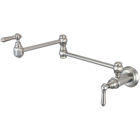 Pioneer Industries Wall Mount Pot Filler, NPT, Potfiller, Brushed Nickel, Number of Holes: 1 Hole 2AM600-BN